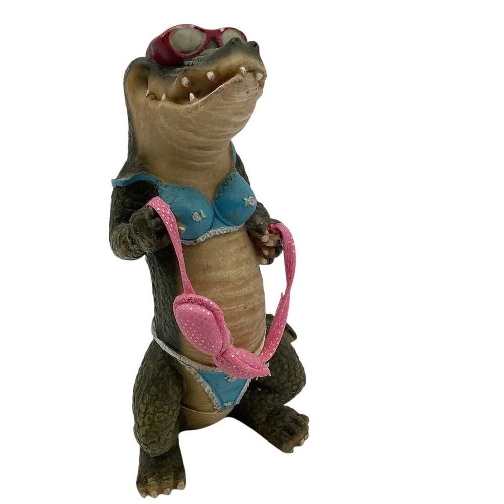 Alligator Figurine in Bikini with Sunglasses Beach Decor